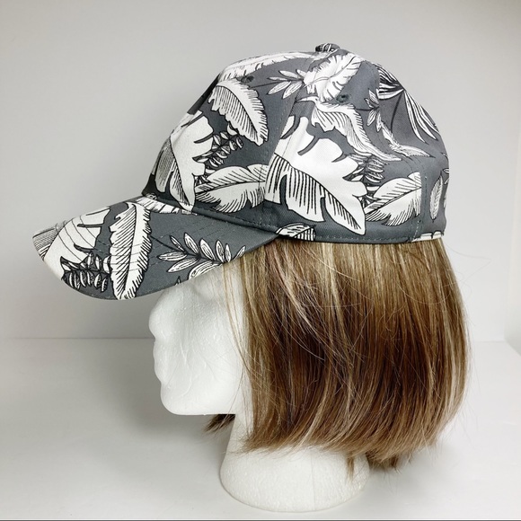 Gap Ball Cap Grey White Palm Leaf Botanical Print Adjustable Wide Brim N… - Picture 1 of 14